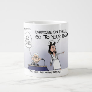 Caneca De Café Grande Dr. Fauci E Enfermeira Ratchet Mug