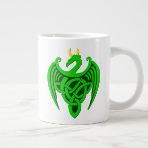 Caneca De Café Grande Dragão Celular Verde Jumbo Mug