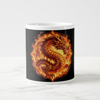 Caneca De Café Grande Dragão de Fogo Laranja Flamejante Presente para ho