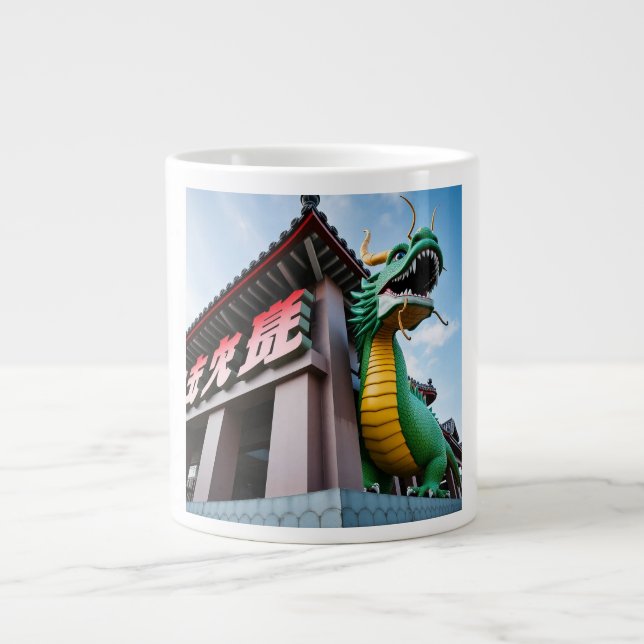 Caneca De Café Grande Dragão Imperial Chinês (Frente)