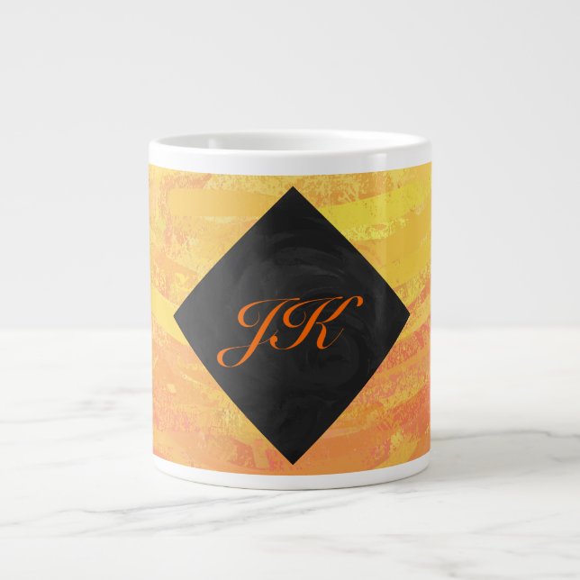 Caneca De Café Grande Dragões Olho Laranja e Monograma Negro (Frente)