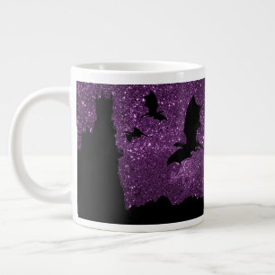 Caneca De Café Grande Dragões voando, castelo roxo do céu Fantasia