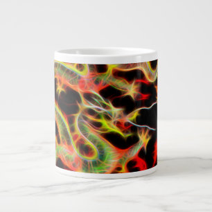 Caneca De Café Grande Dragon Fire decor sobre energia de sorte