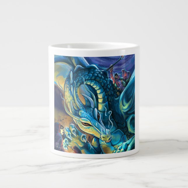Caneca De Café Grande Dragon Rider e Sorcerer (Frente)