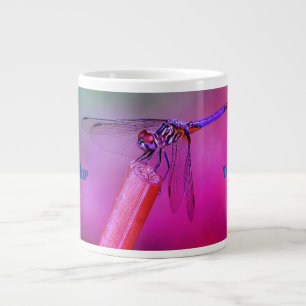Caneca De Café Grande Dragonfly Azul-Roxo Inspiracional