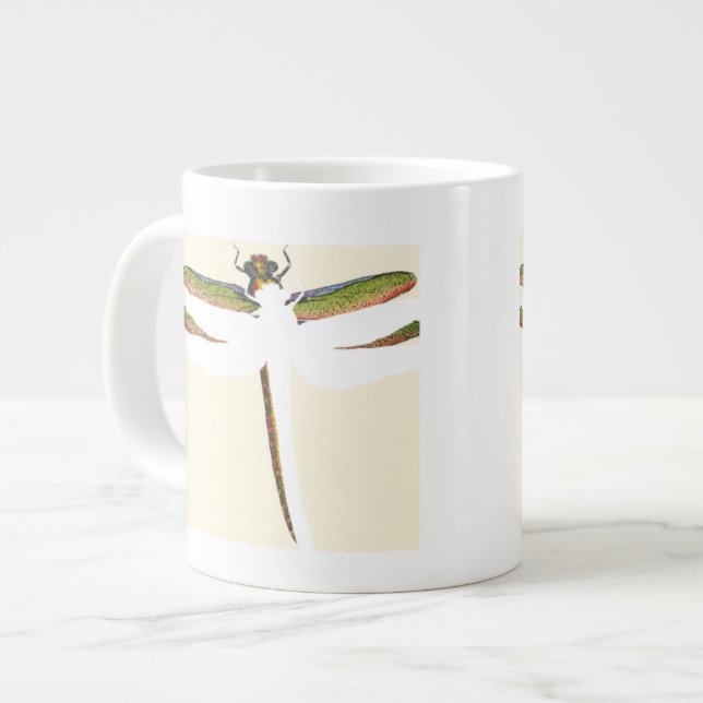 Caneca De Café Grande Dragonfly Miniatura em Fundo Branco (Frente Esquerda)