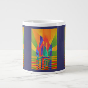 Caneca De Café Grande Dreamboat A Cubist Lixo Em Cores Primárias