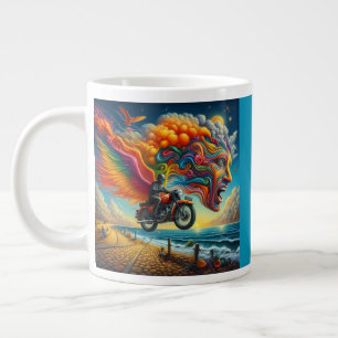Caneca De Café Grande Dreamscape de Motociclo Psicodélico