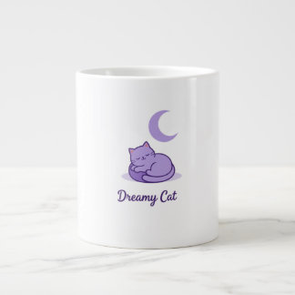 Caneca De Café Grande Dreamy Cat Moon Coffee Mug | Cute Purple Cat Gift