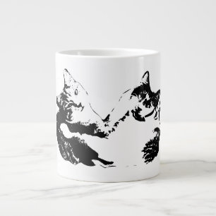 Caneca De Café Grande Duo Cat Companion Ink Portrait Mug
