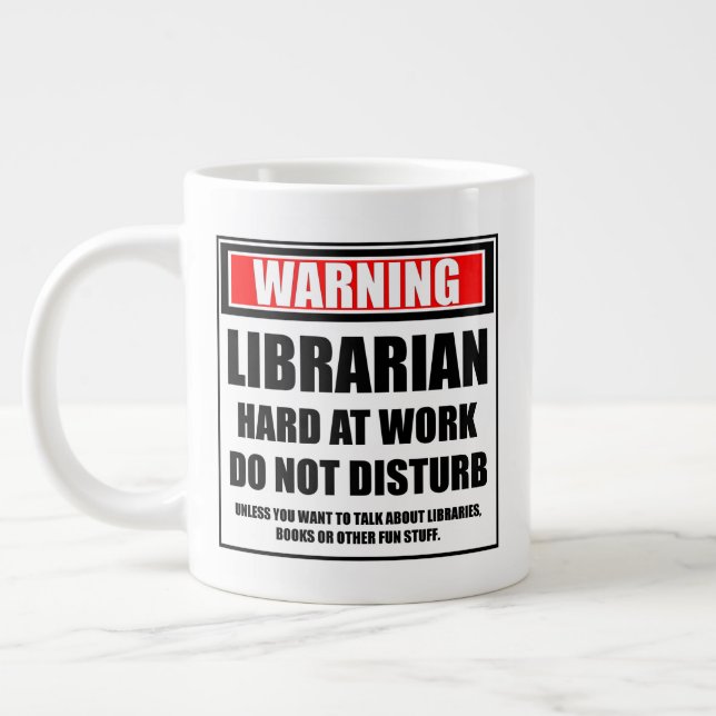 Caneca De Café Grande Duro Bibliotecário De Aviso No Trabalho Não Incomo (Esquerda)