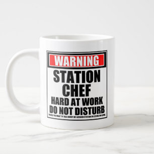 Caneca De Café Grande Duro De Chef Da Estação De Aviso No Trabalho Não I