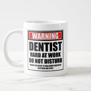 Caneca De Café Grande Duro De Dentista De Aviso No Trabalho Não Incomoda