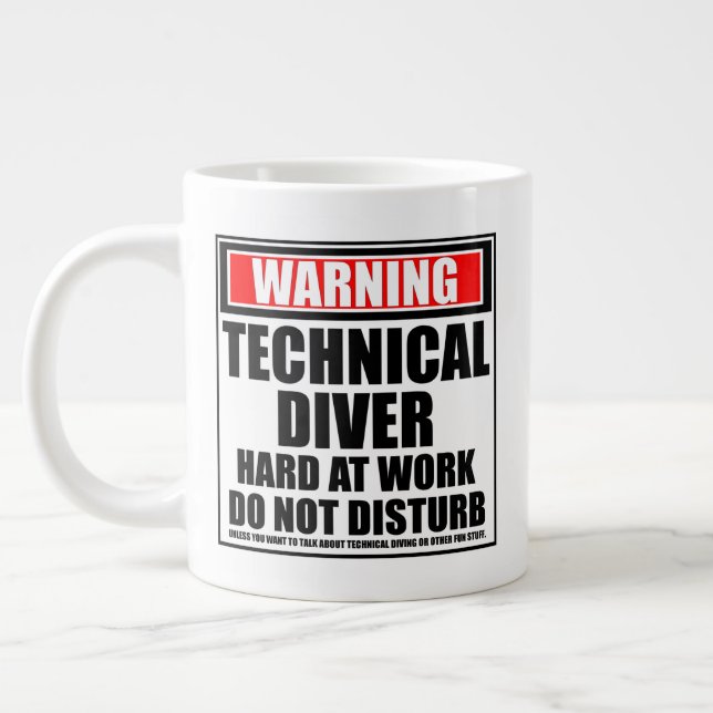 Caneca De Café Grande Duro de driver técnico de aviso no trabalho (Esquerda)