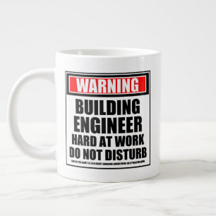 Caneca De Café Grande Duro De Engenheiro De Construção De Aviso No Tra