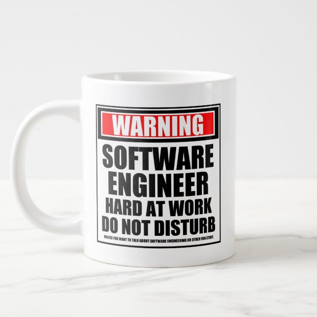 Caneca De Café Grande Duro De Engenheiro De Software De Aviso No Trabalh (Esquerda)