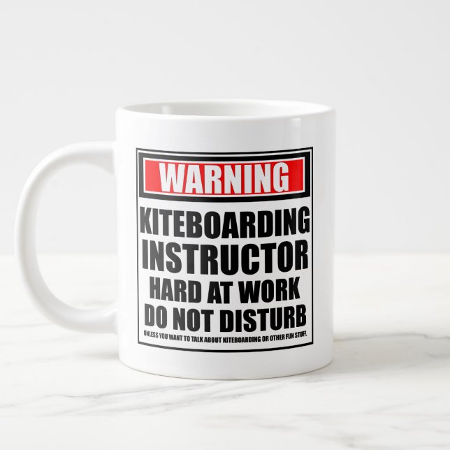 Caneca De Café Grande Duro de Instrutor de Kiteboard de Aviso no Trabalh (Esquerda)