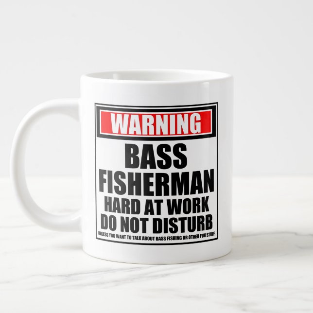 Caneca De Café Grande Duro De Pescador De Bass No Trabalho Não Incomodar (Esquerda)