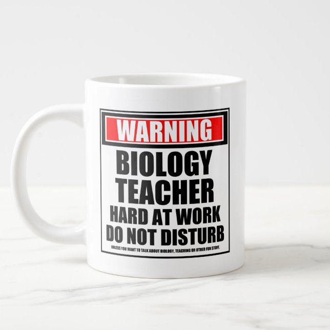 Caneca De Café Grande Duro De Professores De Biologia De Alerta No Traba (Esquerda)