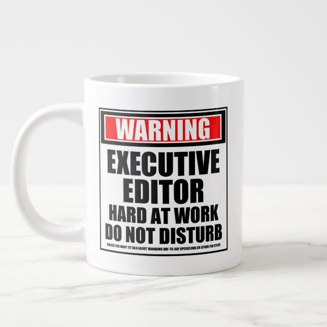 Caneca De Café Grande Duro do Editor Executivo de Aviso no Trabalho (Esquerda)