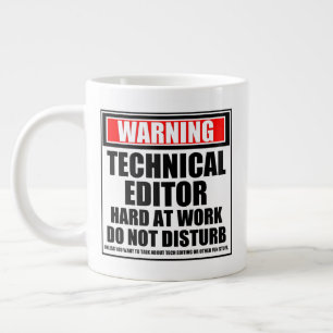 Caneca De Café Grande Duro do Editor Técnico de Aviso no Trabalho