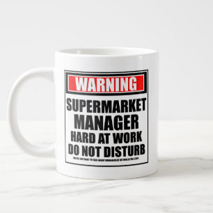 Caneca De Café Grande Duro Do Supermarket Manager De Aviso No Trabalho