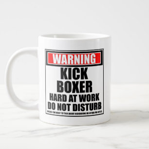 Caneca De Café Grande Duro Kickboxer De Aviso No Trabalho Não Incomodar