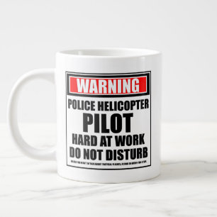 Caneca De Café Grande Duro Piloto Helicóptero Da Polícia De Alerta No
