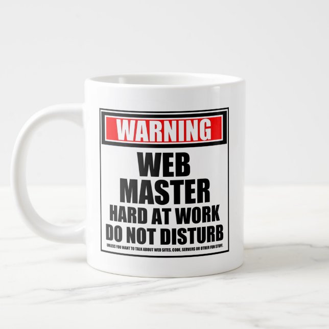 Caneca De Café Grande Duro Webmaster De Aviso No Trabalho Não Incomodar (Esquerda)