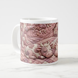 Caneca De Café Grande Dusty Rose Rústico Colchão de Retalhos Pastoral