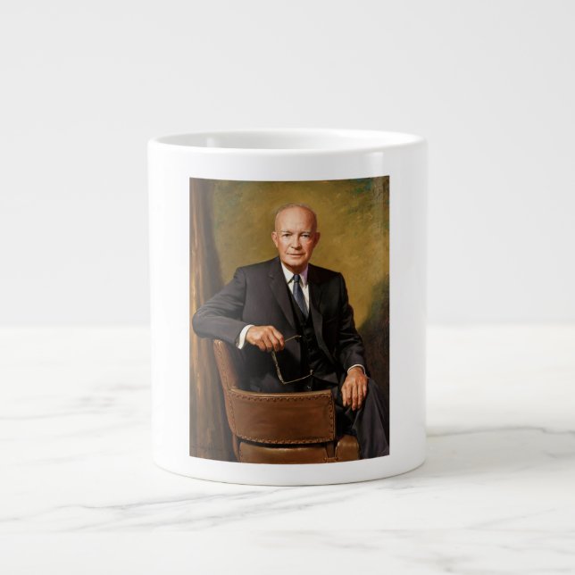 Caneca De Café Grande Dwight Eisenhower Presidente da Casa Branca Retrat (Frente)