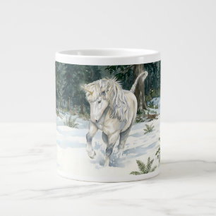 Caneca De Café Grande Dyfra Unicórnio Islandês Brincando na Floresta Nev