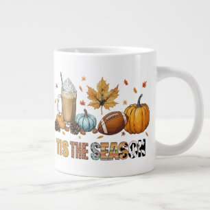 Caneca De Café Grande É a época do outono com Futebol e Café