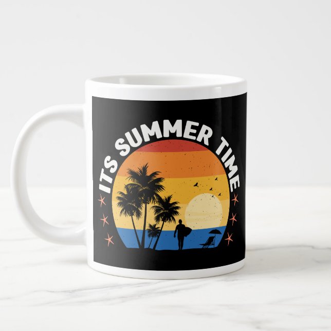 Caneca De Café Grande É Design de Pôr do Sol Tropical de Verão (Esquerda)