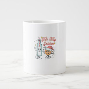Caneca De Café Grande É Época Natalícia Leite e Biscoito Natalino Retrô