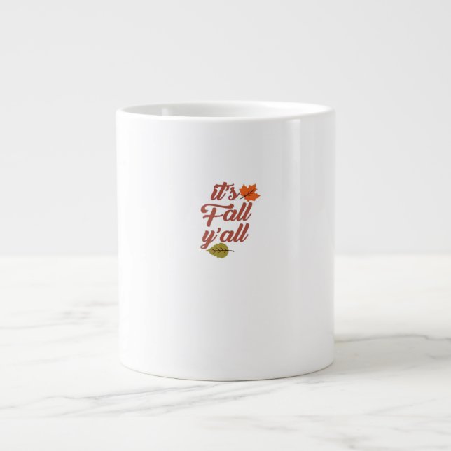 Caneca De Café Grande É Fall Y’all Trendy Meme (Frente)