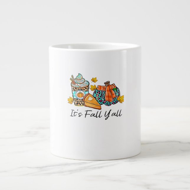 Caneca De Café Grande É o Pumpkin Spice Leopard Pumpkin Pie (Frente)