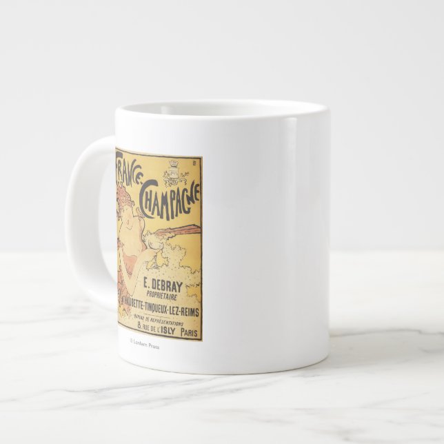 Caneca De Café Grande  E. Poster de Anúncio Debray Champagne (Frente Esquerda)
