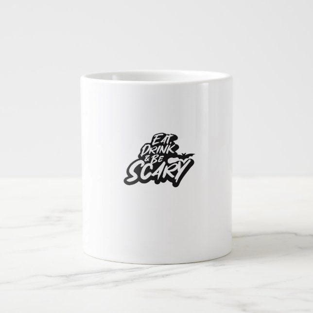 Caneca De Café Grande Eat Drink And Be Scary Basic Clean (Frente)