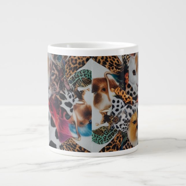 Caneca De Café Grande Eclectic Animal Print Specialty Jumbo Mug (Frente)