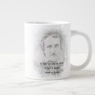 Caneca De Café Grande Edgar Allan Poe Autor do Poeta Sonha em um sonho