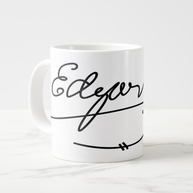 Caneca De Café Grande Edgar Allen Poe Signature (Frente Esquerda)