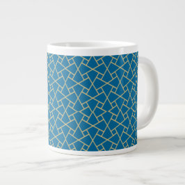 Caneca De Café Grande Efeito Dourado, Blue Islamic Pattern Jumbo Mug