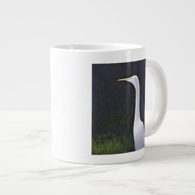Caneca De Café Grande Egrete Branco (Frente Esquerda)