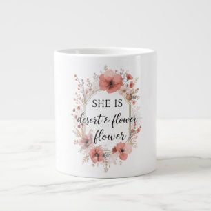 Caneca De Café Grande Ela É Deserto & Flor – Camiseta Boho Feminina do D