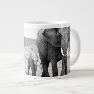 Caneca De Café Grande Elefante Africano e Vitelos Quénia, África