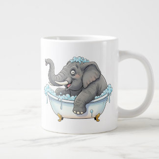 Caneca De Café Grande Elefante alegre tomando banho de bolha