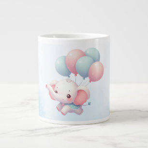 Caneca De Café Grande elefante bebê com balões