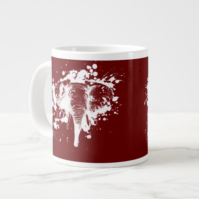 Caneca De Café Grande Elefante com raiva em branco (Frente Esquerda)
