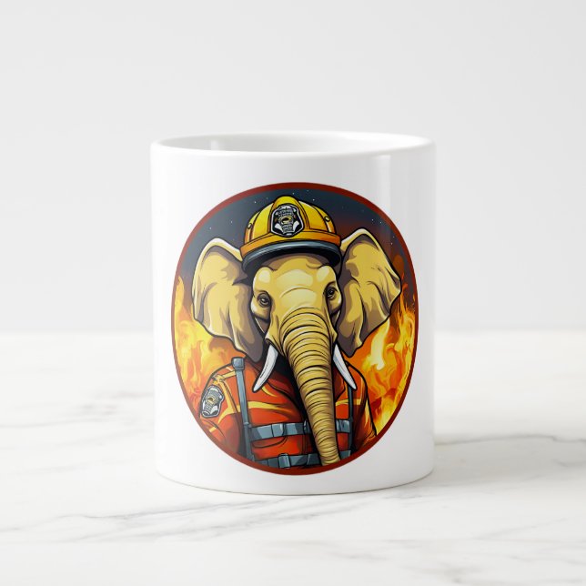 Caneca De Café Grande Elefante de bombeiro (Frente)